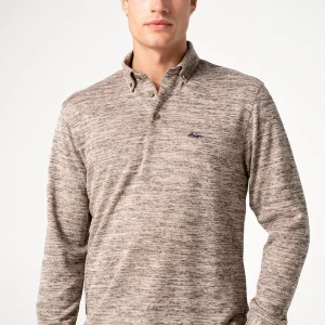 Polo beige à manches longues en maille