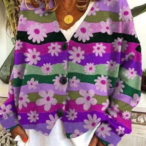 Luna | Cardigan Vintage Coloré avec Boutons