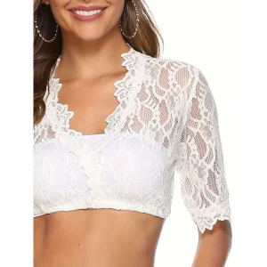 Chemisier court élégant pour femme | De la dentelle et du chic