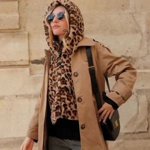 Attrait Paris – Capuche doudoune réversible – Fourée léopard
