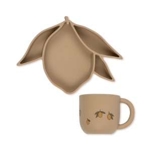 Bol et tasse lemon en silicone warm clay – Konges Slojd