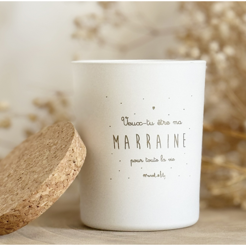 Marcel et Lily – Bougie Fleur de coton – “Veux-tu être ma marraine“ – Image 2