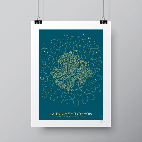 Affiche plan de La Roche sur Yon – Prao Studio