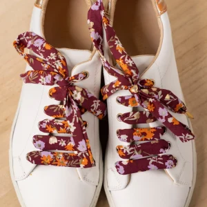 Mon Lacet Français – Lacet 90cm Fleuris Bordeaux et Doré