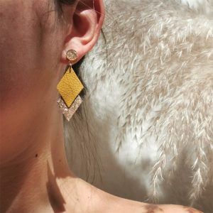 Boucles d’oreilles cuir « Marine » – Brut de cuir