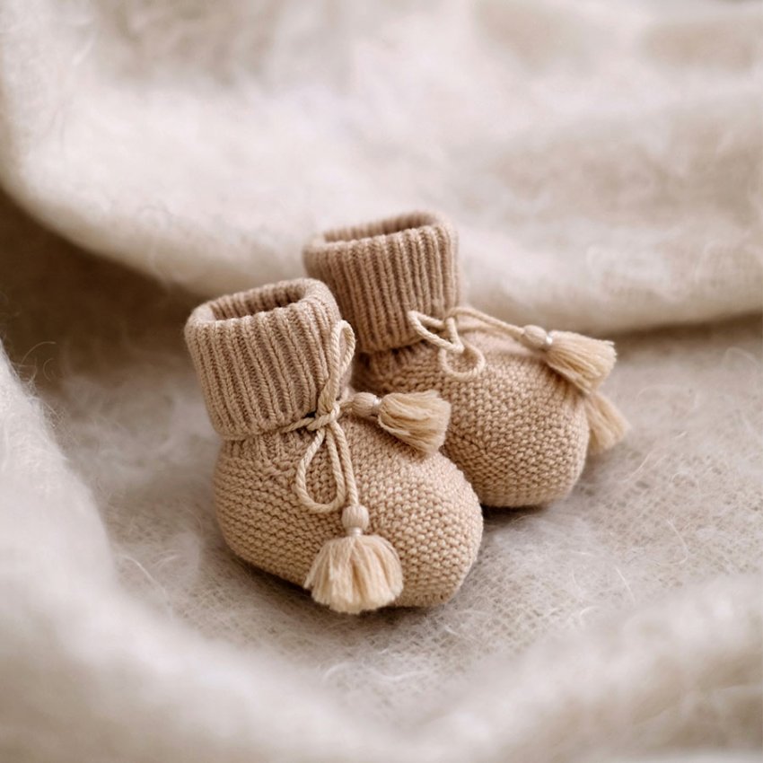Chaussons en tricot beige – Gentil coquelicot – Image 2