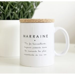 Marcel et Lily – Mug Avec Son Couvercle En Liège – Marraine