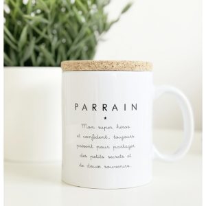 Marcel et Lily – Mug Avec Son Couvercle En Liège – Parrain